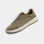 Suede Slip-On Sneakers with Elastic Panels for Men - View 4