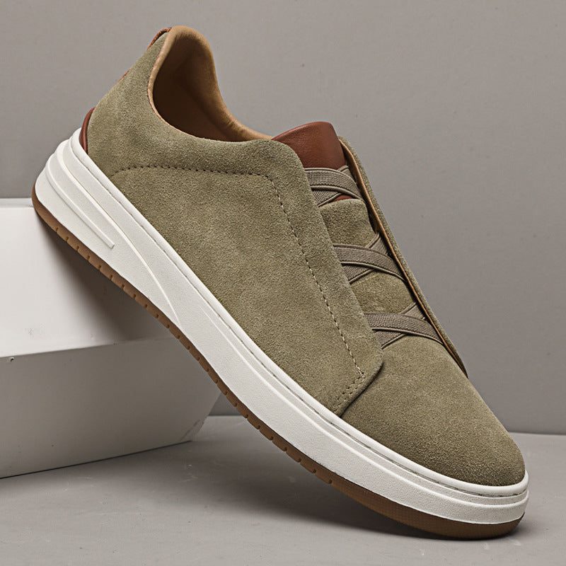 Suede Slip-On Sneakers with Elastic Panels for Men - View 5