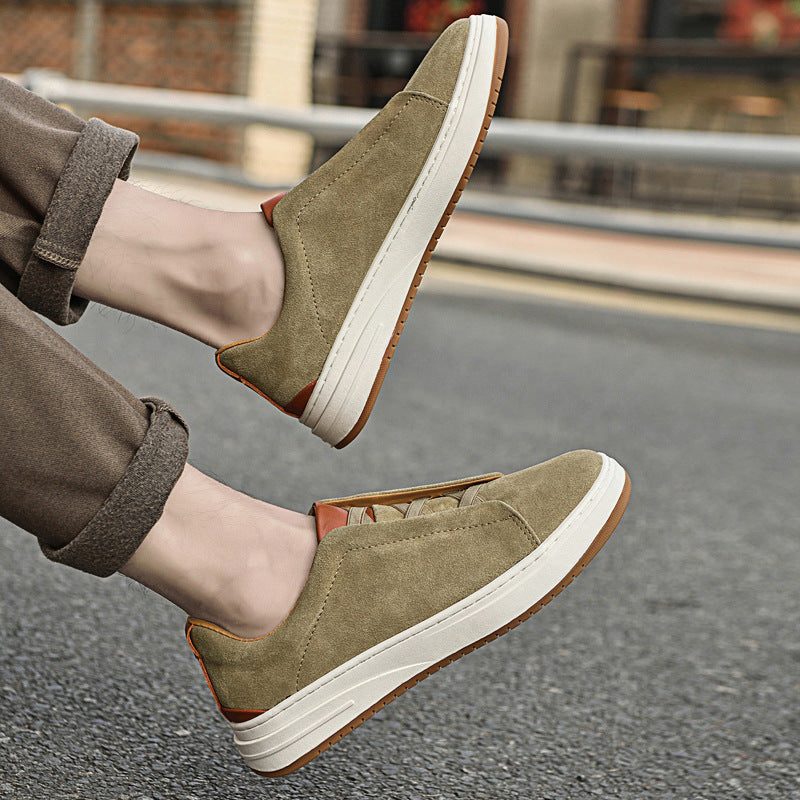 Suede Slip-On Sneakers with Elastic Panels for Men - View 7