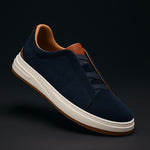 Suede Slip-On Sneakers with Elastic Panels for Men - View 8