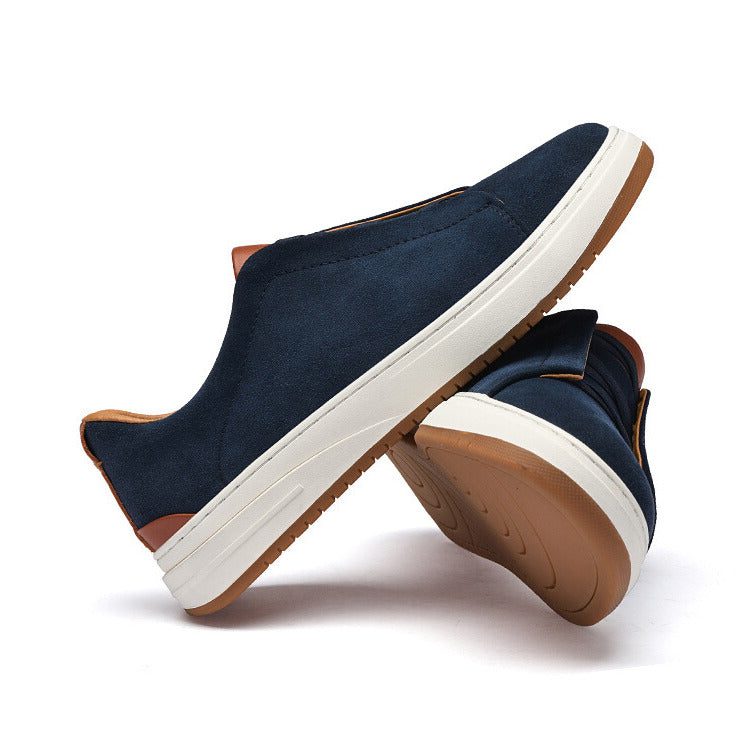 Suede Slip-On Sneakers with Elastic Panels for Men - View 9