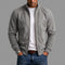 Suede Stand Collar Bomber Jacket with Ribbed Cuffs for Men - Gray