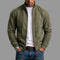 Suede Stand Collar Bomber Jacket with Ribbed Cuffs for Men - Green