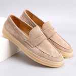Suede Woven Espadrille Penny Loafers for Men - Beige