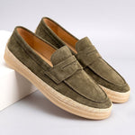 Suede Woven Espadrille Penny Loafers for Men - Green