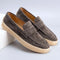 Suede Woven Espadrille Penny Loafers for Men - Gray