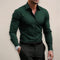 Tailored Long Sleeve Button Up Dress Shirt with Spread Collar for Men - Dark Green