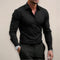 Tailored Long Sleeve Button Up Dress Shirt with Spread Collar for Men - Black