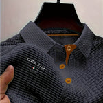 Textured Button-Down Polo Shirt for Men - Grey
