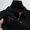 Textured Button-Down Polo Shirt for Men - Black