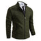 Textured Knit Stand Collar Cardigan Sweater with Zip for Men - Army Green