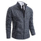 Textured Knit Stand Collar Cardigan Sweater with Zip for Men - Blue Gray