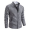 Textured Knit Stand Collar Cardigan Sweater with Zip for Men - Light Gray