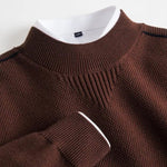 Textured Mock Neck Knit Sweater with Ribbed Cuffs for Men