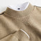 Textured Mock Neck Knit Sweater with Ribbed Cuffs for Men - Beige