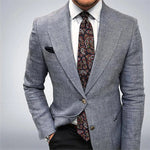 Textured Notch Lapel Blazer for Men - Dark Grey