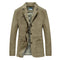 Three-Button Notch Lapel Jacket with Patch Pockets for Men - Khaki