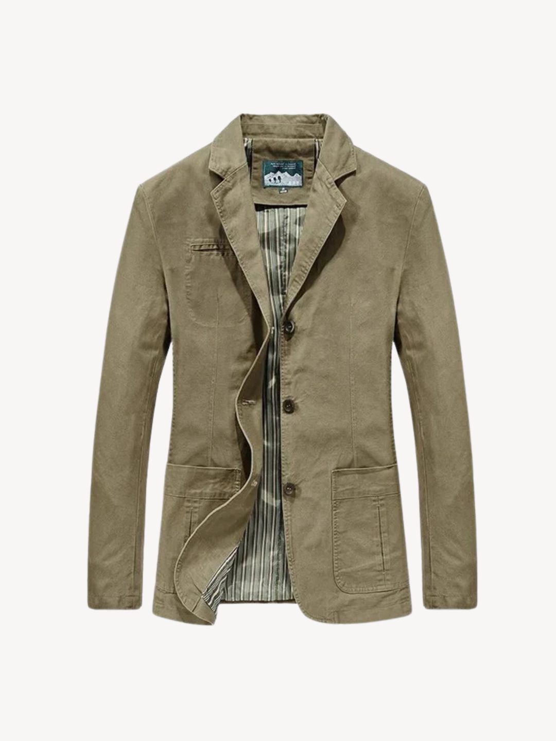 Three-Button Notch Lapel Jacket with Patch Pockets for Men