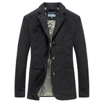 Three-Button Notch Lapel Jacket with Patch Pockets for Men - Black