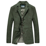 Three-Button Notch Lapel Jacket with Patch Pockets for Men - Green