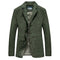 Three-Button Notch Lapel Jacket with Patch Pockets for Men - Green