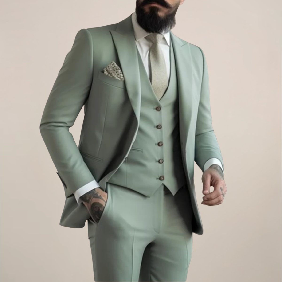Three-Piece Blazer Set with Vest for Men