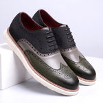 Two-Tone Wingtip Brogue Oxford Shoes with Lace-Up Closure for Men - Gray