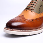 Two-Tone Wingtip Brogue Oxford Shoes with Lace-Up Closure for Men - View 4