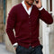 V-Neck Button-Front Ribbed Knit Cardigan Sweater for Men