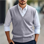 V-Neck Sleeveless Sweater Vest for Men - Gray