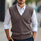 V-Neck Sleeveless Sweater Vest for Men - Brown