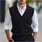 V-Neck Sleeveless Sweater Vest for Men - Black