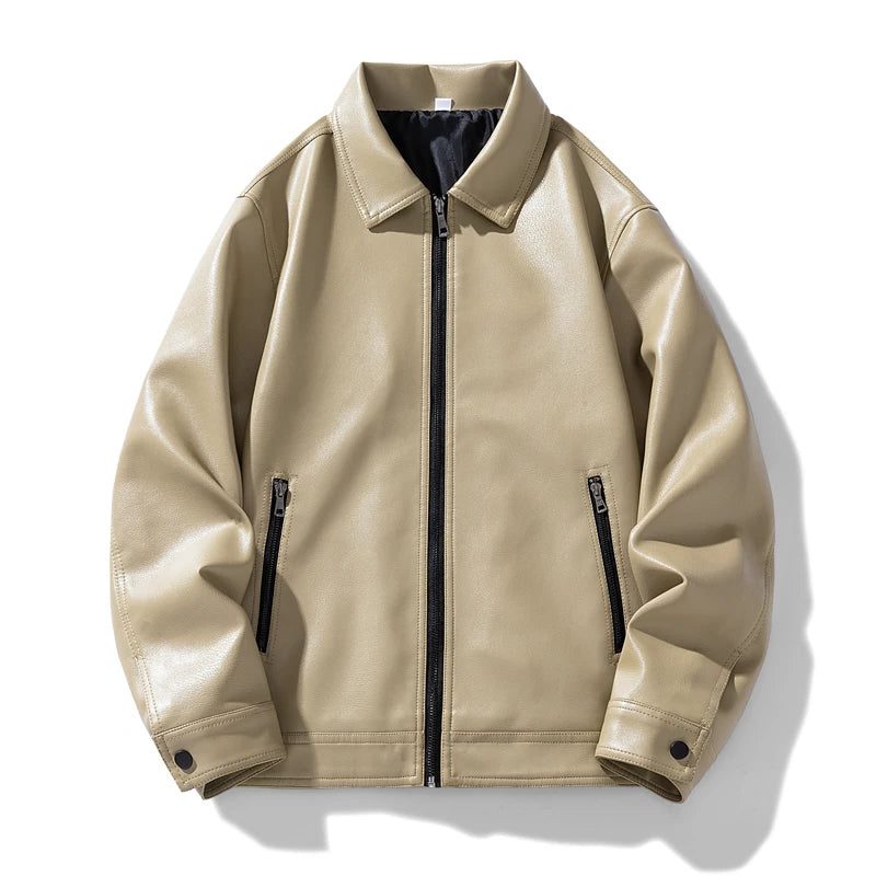 Vegan Leather Bomber Jacket for Men