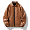 Vegan Leather Bomber Jacket for Men - Brown