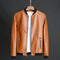 Vegan Leather Zip-Up Jacket with Stand Collar for Men