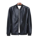 Vegan Leather Zip-Up Jacket with Stand Collar for Men - View 6