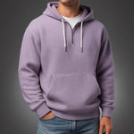Waffle Knit Half-Zip Hoodie with Kangaroo Pocket for Men - Violet