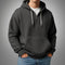 Waffle Knit Half-Zip Hoodie with Kangaroo Pocket for Men - Black