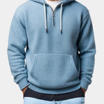 Waffle Knit Half-Zip Hoodie with Kangaroo Pocket for Men - View 7