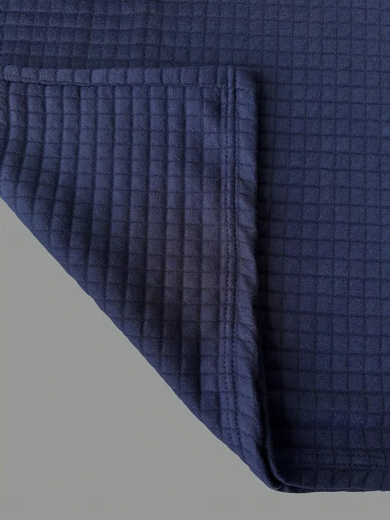 Waffle Knit Long Sleeve Polo Shirt with Zip Pocket for Men - View 12