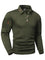 Waffle Knit Long Sleeve Polo Shirt with Zip Pocket for Men - Green