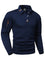Waffle Textured Long Sleeve Polo Collar Knit Sweater with Zip Pocket for Men
