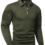 Waffle Textured Long Sleeve Polo Collar Knit Sweater with Zip Pocket for Men - Green (Almost Sold Out)