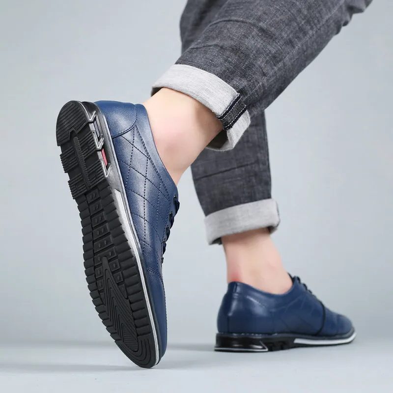 Wide Fit Leather Lace-Up Derby Shoes for Men - View 11
