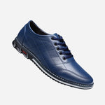 Wide Fit Leather Lace-Up Derby Shoes for Men - Blue