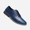 Wide Fit Leather Lace-Up Derby Shoes for Men - Blue