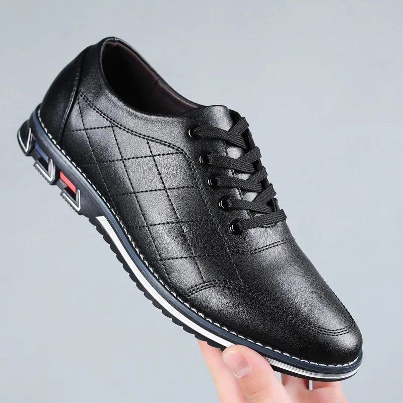 Wide Fit Leather Lace-Up Derby Shoes for Men - View 6
