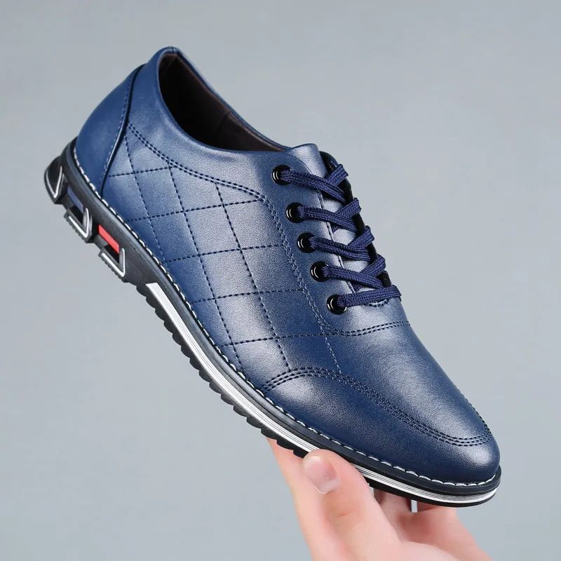 Wide Fit Leather Lace-Up Derby Shoes for Men - View 7