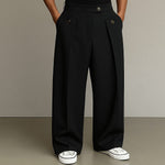 Wide Leg Chino Pants for Men - Black