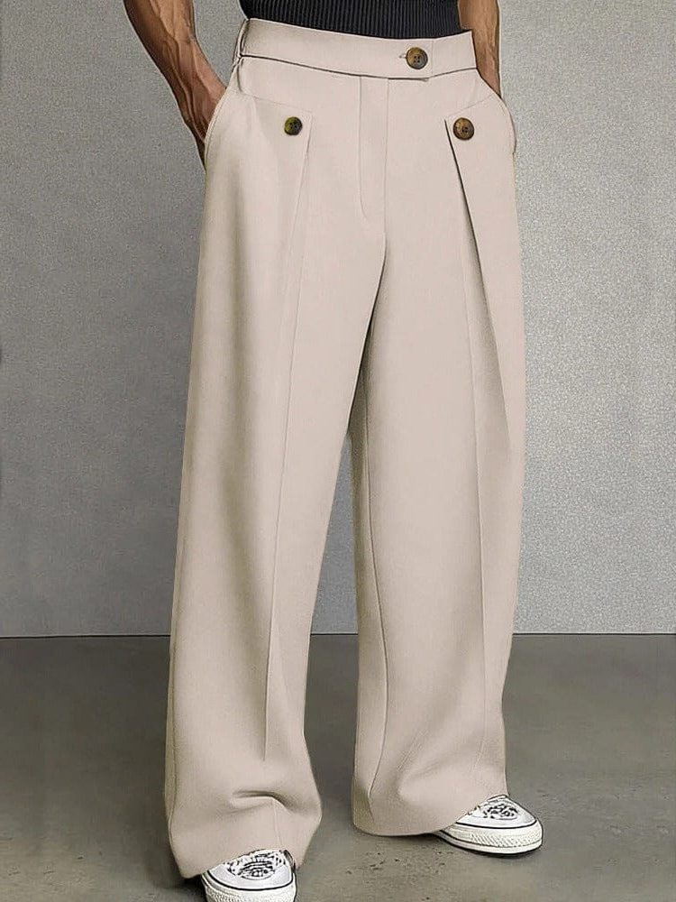 Wide Leg Chino Pants for Men - Beige
